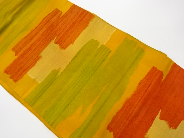 JAPANESE KIMONO / VINTAGE NAGOYA OBI / TSUMUGI / WOVEN ABSTRACT PATTERN